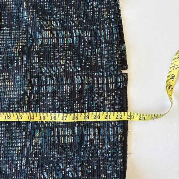 Ann Taylor Tweed Teal Tan Gold Lined Stylish Pencil Skirt Size 14 - Picture 4 of 7